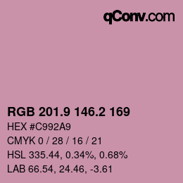 カラーコード: RGB 201.9 146.2 169 | qconv.com