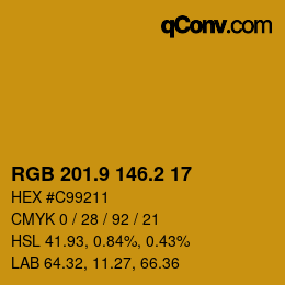 カラーコード: RGB 201.9 146.2 17 | qconv.com