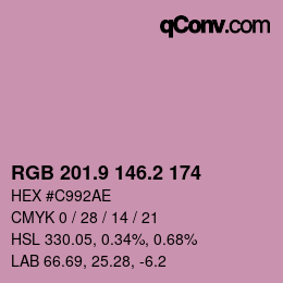 カラーコード: RGB 201.9 146.2 174 | qconv.com