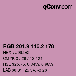 Color code: RGB 201.9 146.2 178 | qconv.com