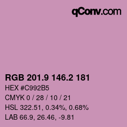 カラーコード: RGB 201.9 146.2 181 | qconv.com