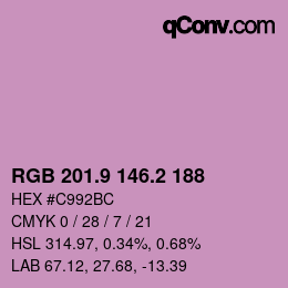 カラーコード: RGB 201.9 146.2 188 | qconv.com