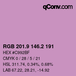 カラーコード: RGB 201.9 146.2 191 | qconv.com