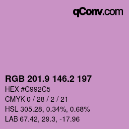 カラーコード: RGB 201.9 146.2 197 | qconv.com