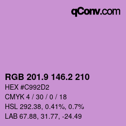 カラーコード: RGB 201.9 146.2 210 | qconv.com