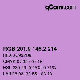 カラーコード: RGB 201.9 146.2 214 | qconv.com