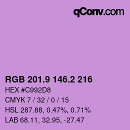 カラーコード: RGB 201.9 146.2 216 | qconv.com