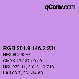 カラーコード: RGB 201.9 146.2 231 | qconv.com