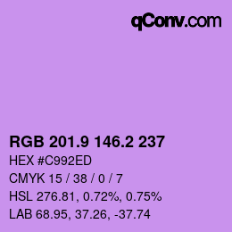 カラーコード: RGB 201.9 146.2 237 | qconv.com