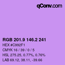 カラーコード: RGB 201.9 146.2 241 | qconv.com