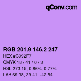 カラーコード: RGB 201.9 146.2 247 | qconv.com
