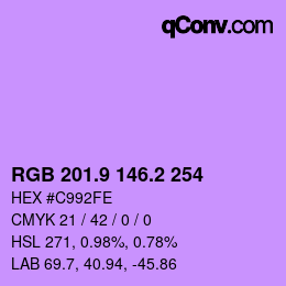 カラーコード: RGB 201.9 146.2 254 | qconv.com