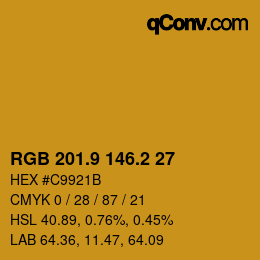 カラーコード: RGB 201.9 146.2 27 | qconv.com