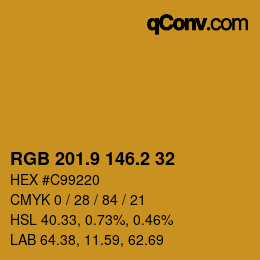 カラーコード: RGB 201.9 146.2 32 | qconv.com