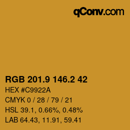 カラーコード: RGB 201.9 146.2 42 | qconv.com