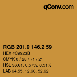 カラーコード: RGB 201.9 146.2 59 | qconv.com