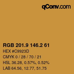 カラーコード: RGB 201.9 146.2 61 | qconv.com
