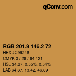 カラーコード: RGB 201.9 146.2 72 | qconv.com