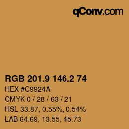 カラーコード: RGB 201.9 146.2 74 | qconv.com
