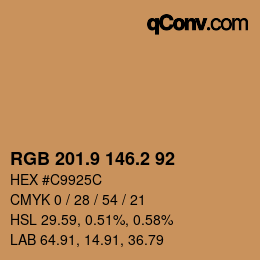 カラーコード: RGB 201.9 146.2 92 | qconv.com