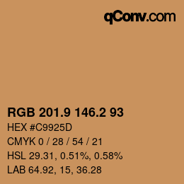 カラーコード: RGB 201.9 146.2 93 | qconv.com