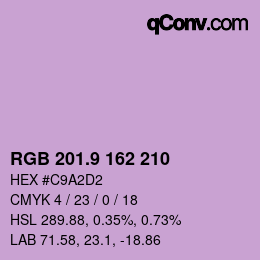 カラーコード: RGB 201.9 162 210 | qconv.com