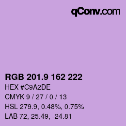 カラーコード: RGB 201.9 162 222 | qconv.com
