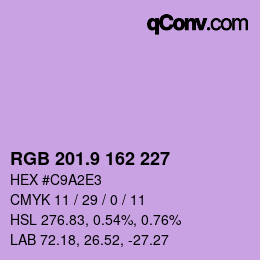カラーコード: RGB 201.9 162 227 | qconv.com
