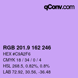 カラーコード: RGB 201.9 162 246 | qconv.com