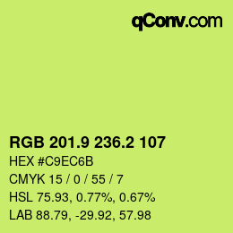 カラーコード: RGB 201.9 236.2 107 | qconv.com