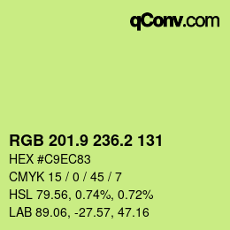 カラーコード: RGB 201.9 236.2 131 | qconv.com