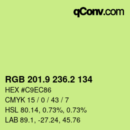 カラーコード: RGB 201.9 236.2 134 | qconv.com