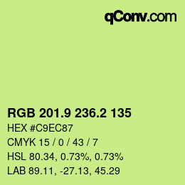 カラーコード: RGB 201.9 236.2 135 | qconv.com