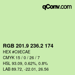 カラーコード: RGB 201.9 236.2 174 | qconv.com