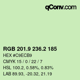 Color code: RGB 201.9 236.2 185 | qconv.com