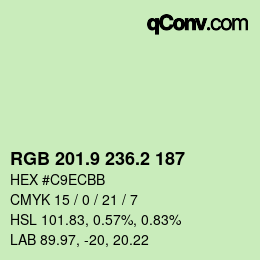 カラーコード: RGB 201.9 236.2 187 | qconv.com