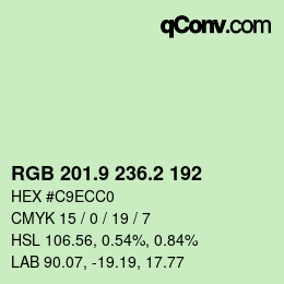カラーコード: RGB 201.9 236.2 192 | qconv.com