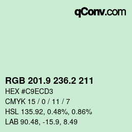 カラーコード: RGB 201.9 236.2 211 | qconv.com