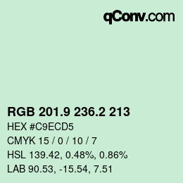 カラーコード: RGB 201.9 236.2 213 | qconv.com