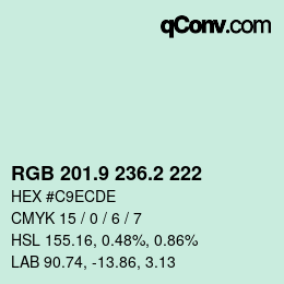 カラーコード: RGB 201.9 236.2 222 | qconv.com