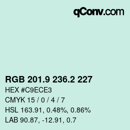 カラーコード: RGB 201.9 236.2 227 | qconv.com
