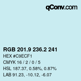 Color code: RGB 201.9 236.2 241 | qconv.com