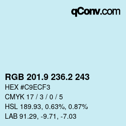 カラーコード: RGB 201.9 236.2 243 | qconv.com