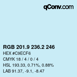 Color code: RGB 201.9 236.2 246 | qconv.com