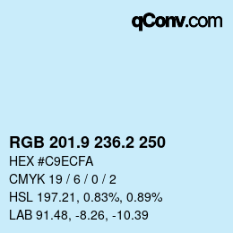 Color code: RGB 201.9 236.2 250 | qconv.com