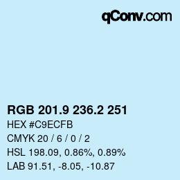 Color code: RGB 201.9 236.2 251 | qconv.com