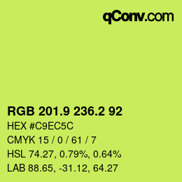 カラーコード: RGB 201.9 236.2 92 | qconv.com