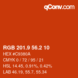 カラーコード: RGB 201.9 56.2 10 | qconv.com