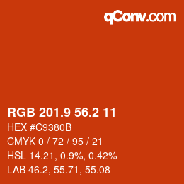 カラーコード: RGB 201.9 56.2 11 | qconv.com