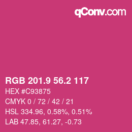 カラーコード: RGB 201.9 56.2 117 | qconv.com
